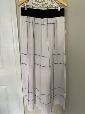 igor dobranic Imani 100% Linen Extreme Wide leg Pants Sz L Lagenlook Artsy Boho